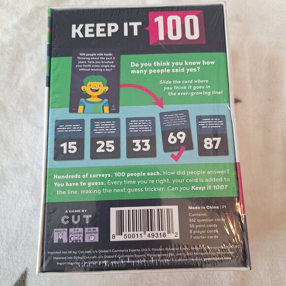 Keep It 100: The Adult Party Game of Surprising Surveys Social Intelligence NEW - Picture 4 of 5
